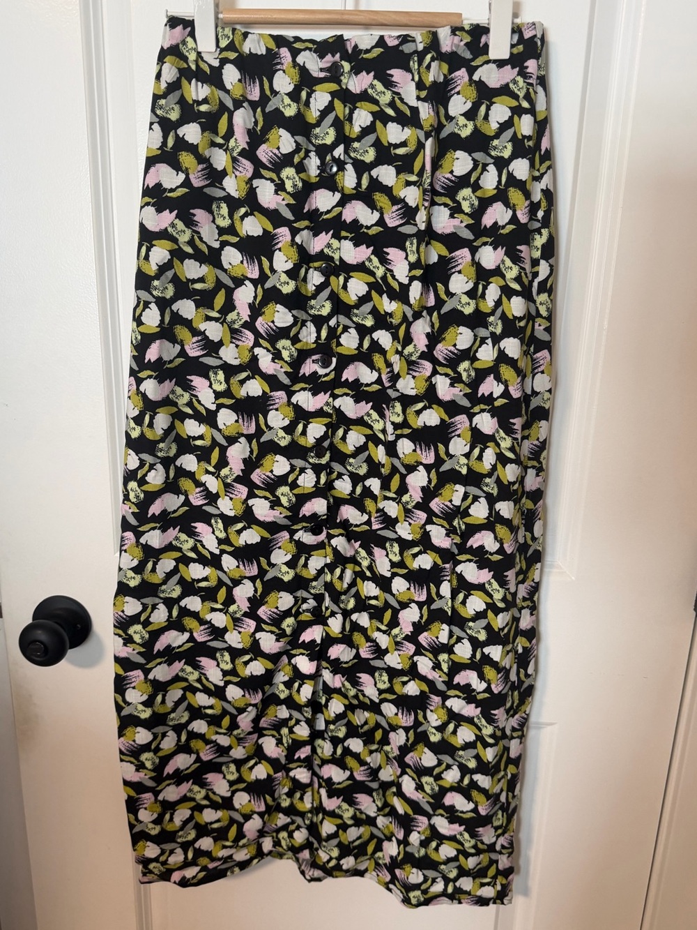 Dip Printed Midi Skirt - Black with Pink & Green woman’s xs  skirt